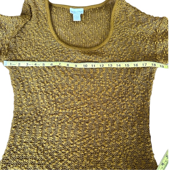 Soft Surroundings Nubby Knit Tunic Sweater 3/4 Sleeve Scoop Neck Autumn Gold M - Picture 8 of 8